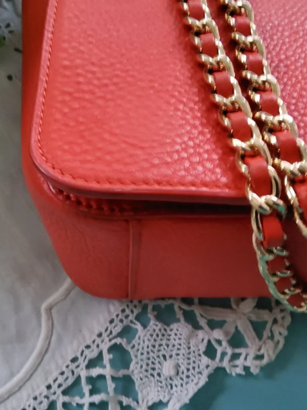 Tory Burch Large Flap Crossbody in Orange with Chain Strap